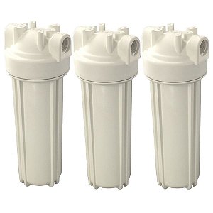 Kit of 3 Polycarbonate Filter Housings 10 9.3/4 3/4 Thread White