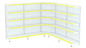 1.96 m Flex 40 Wall Gondola Kit with 2 Starters + 2 Add-ons + 1 Corner
